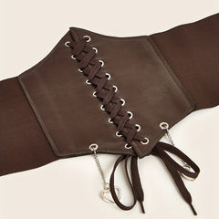 Heart Pendant Lace Up Belt Punk Bowknot Corset Belt Women Elastic