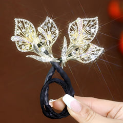 Vintage Leaf Shaped Rhinestone Hair Pin for Women