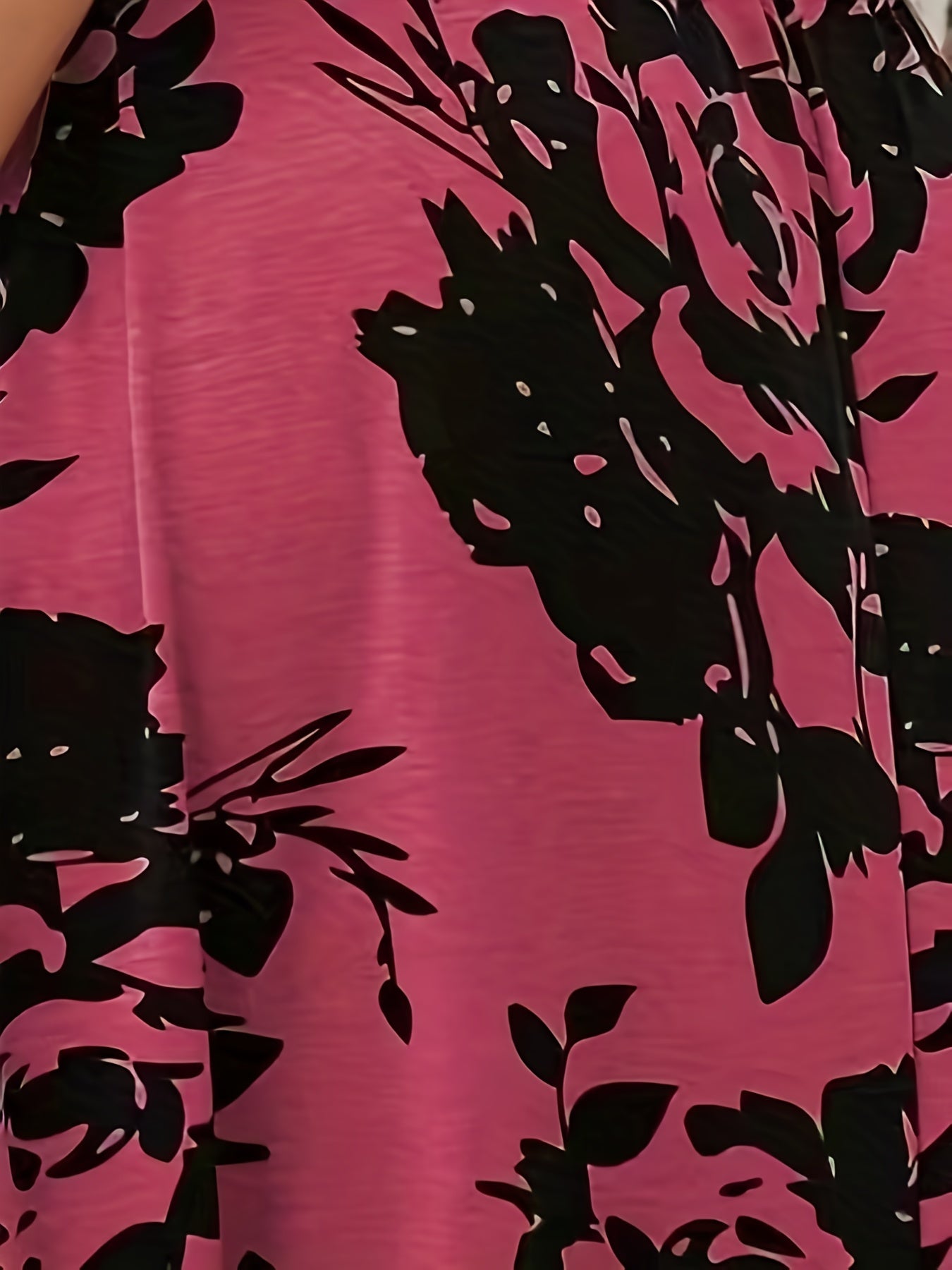  Floral Print Short Sleeve Midi Smock Dress