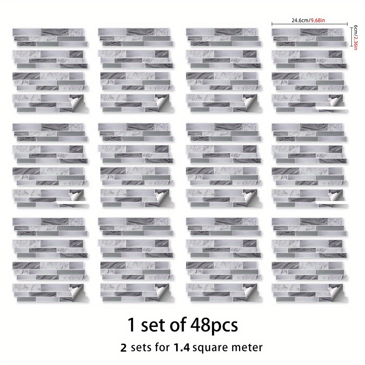 12pcs Marble 3D Self Adhesive Tile Sticker Waterproof