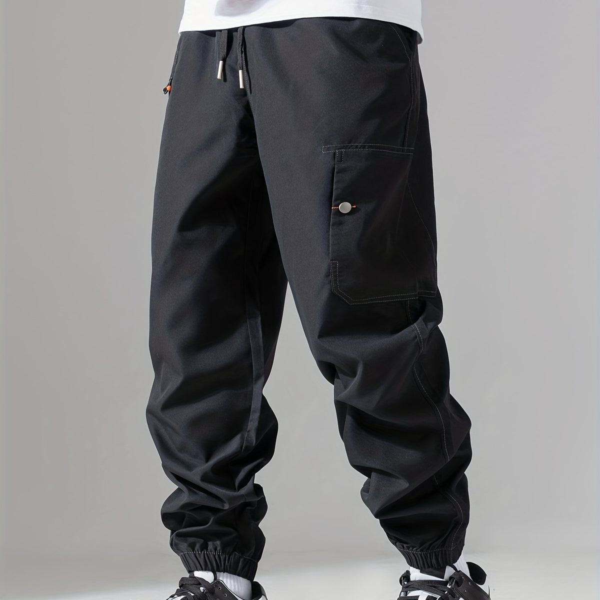 Men's Casual Sports Cargo Pants with Drawstrings and Pockets