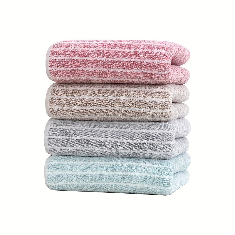 1pc Striped Pattern Hand Towel Coral Fleece Soft Absorbent Towel
