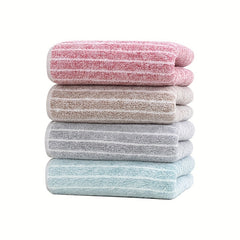 1pc Striped Pattern Hand Towel Coral Fleece Soft Absorbent Towel