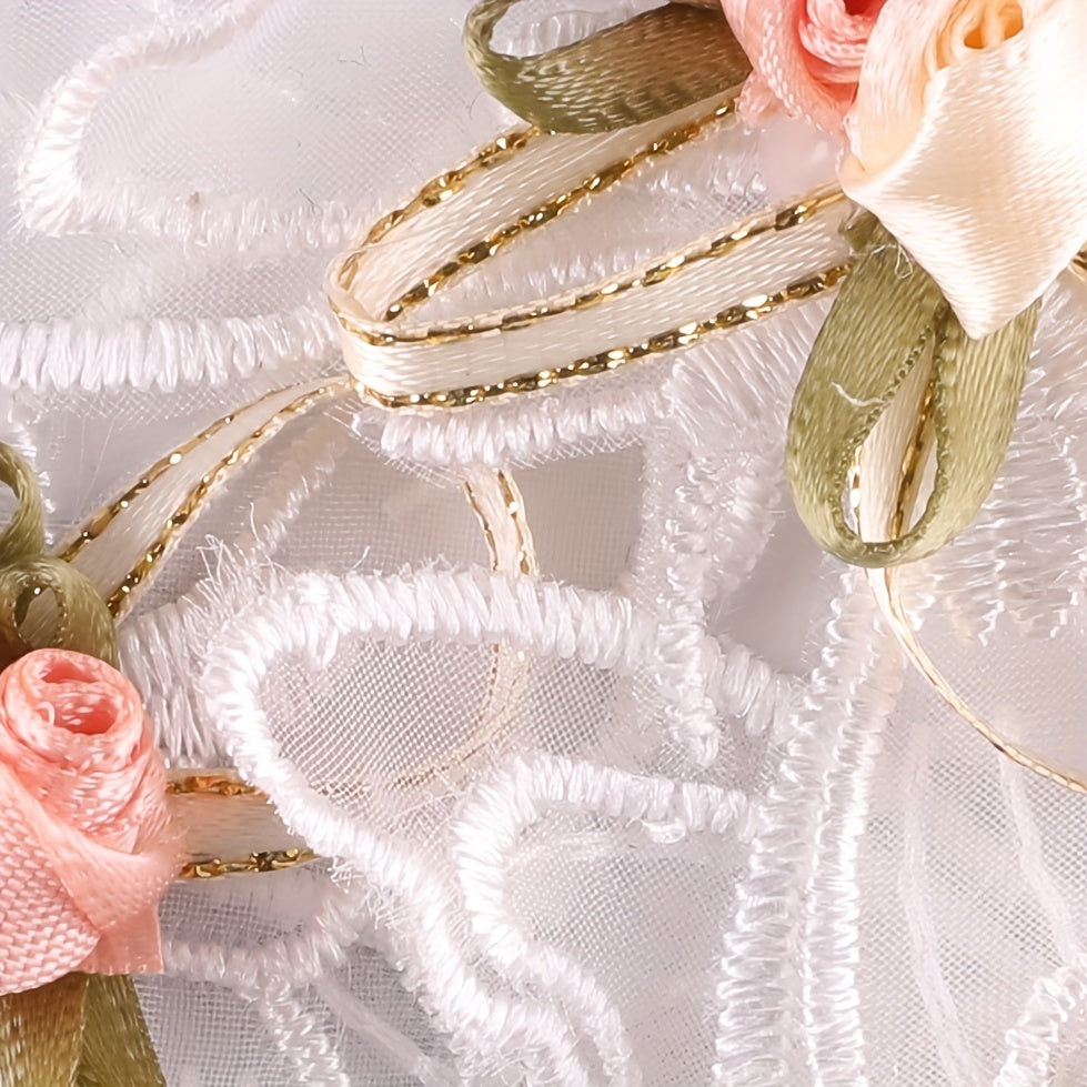 4pcs Mesh Bowknot Embroidery Girls Coat Accessories DIY Iron on Cloth Stickers