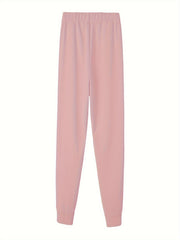 Casual Pants Women's Plus & Letter Print Liner Fleece Elastic Drawstri