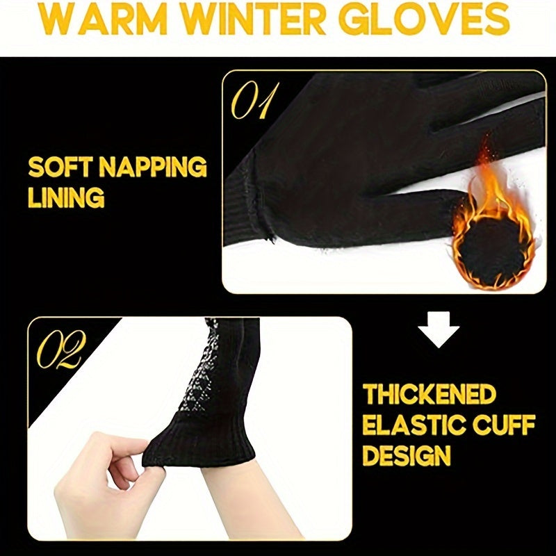 Touchscreen Winter Gloves Men Women Warm Anti Slip Knit Lining