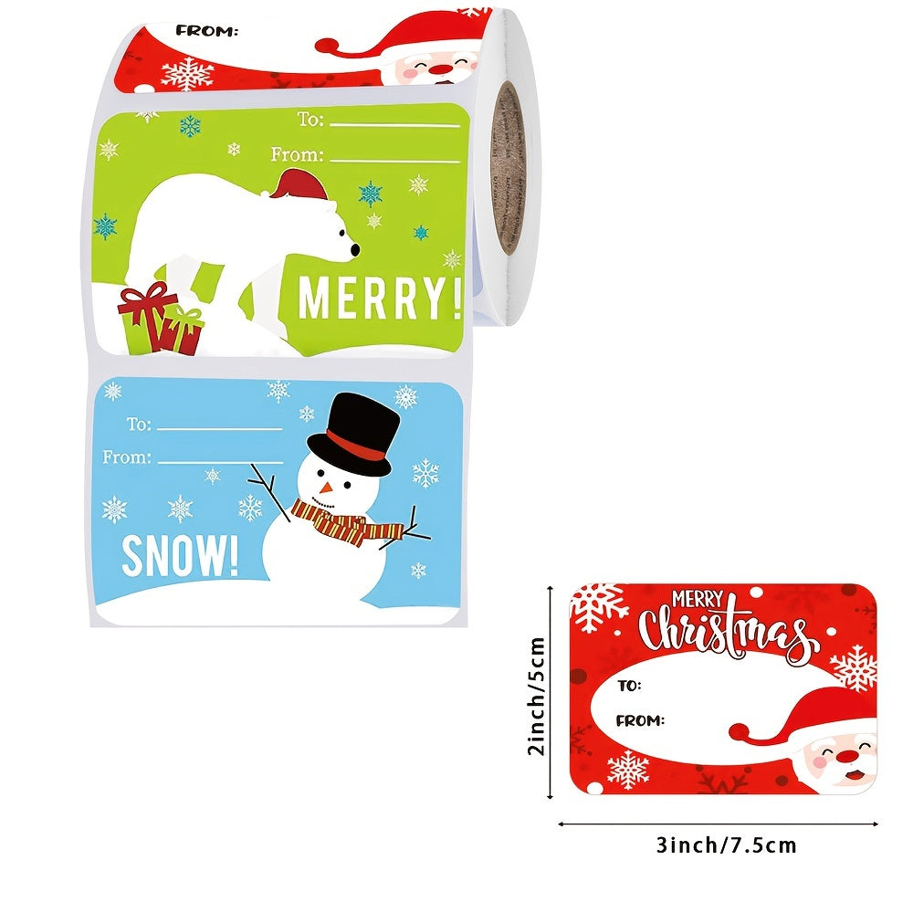 500pcs Christmas Gift Tags Stickers Santa Claus Self Adhesive