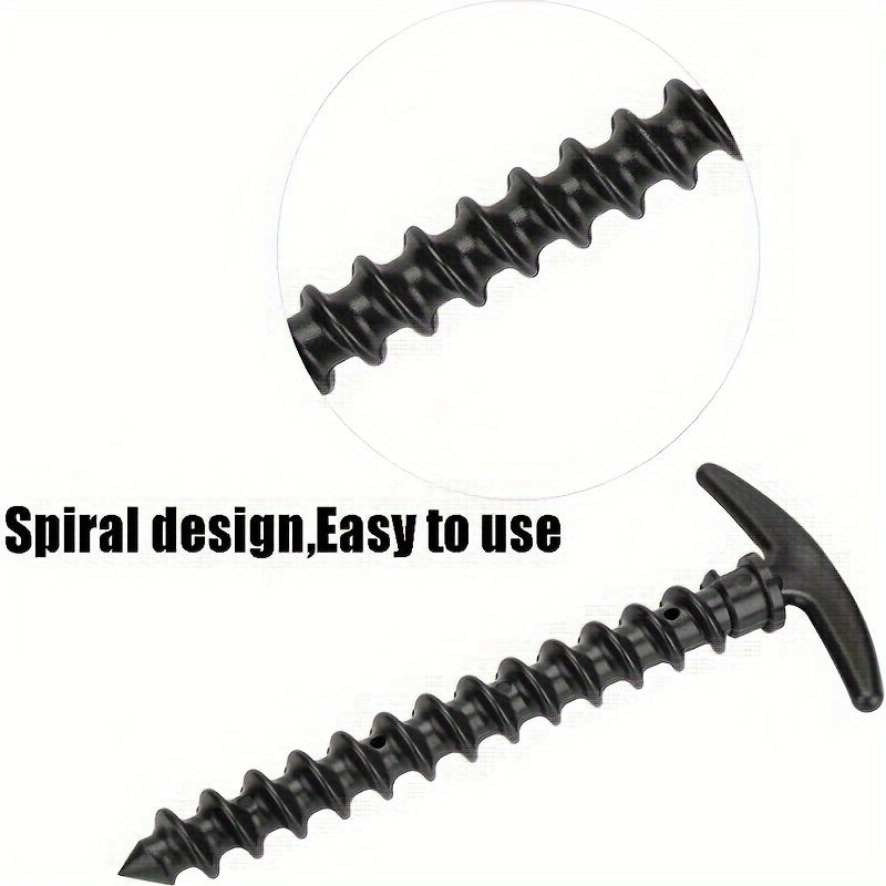 10pcs Plastic Tent Stakes Ground Anchors 14 T-shaped Spiral Thread