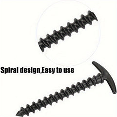 10pcs Plastic Tent Stakes Ground Anchors 14 T-shaped Spiral Thread