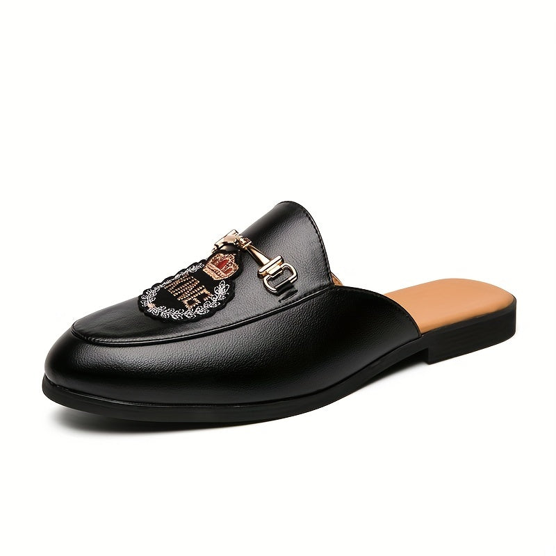 Women's Letter Flat Mules Patent Leather Slides Shoes