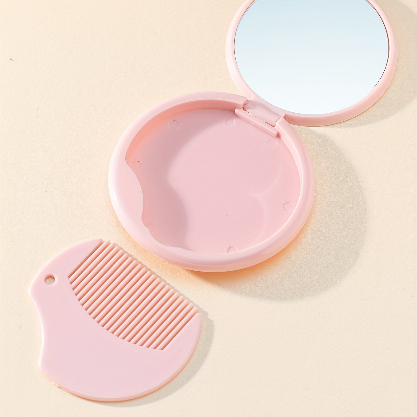 Pink Makeup Mirror & Comb Set Hair Brush Vanity Portable Groomer Gift