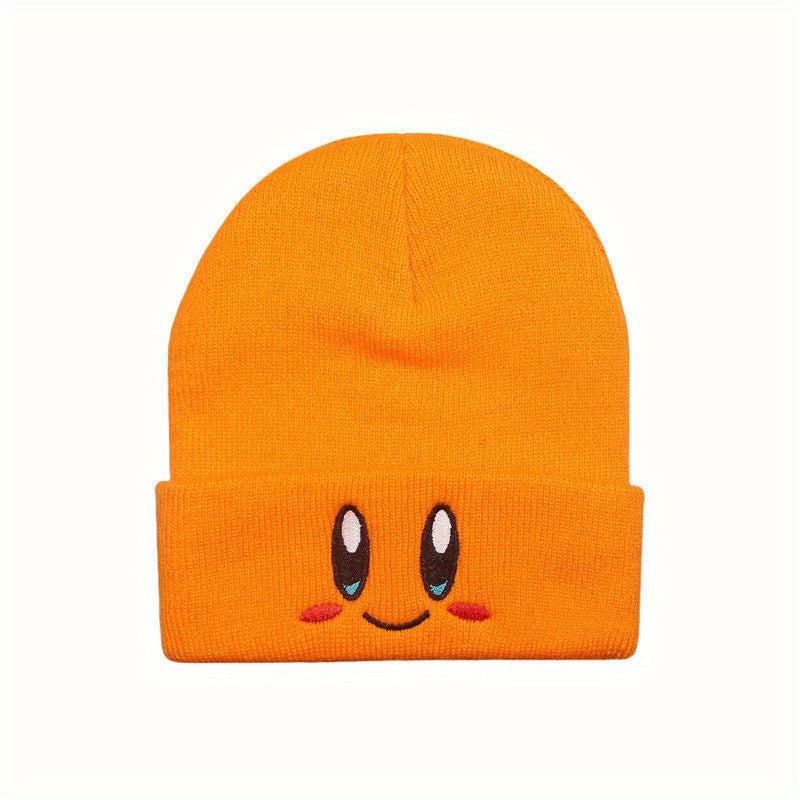 Smiling Face Eyes Embroidery Woolen Hat for Men