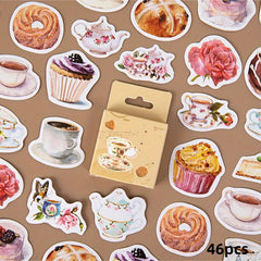 46pcs Afternoon Tea Decorative Stationery Stickers Set Scrapbooking DIY Album