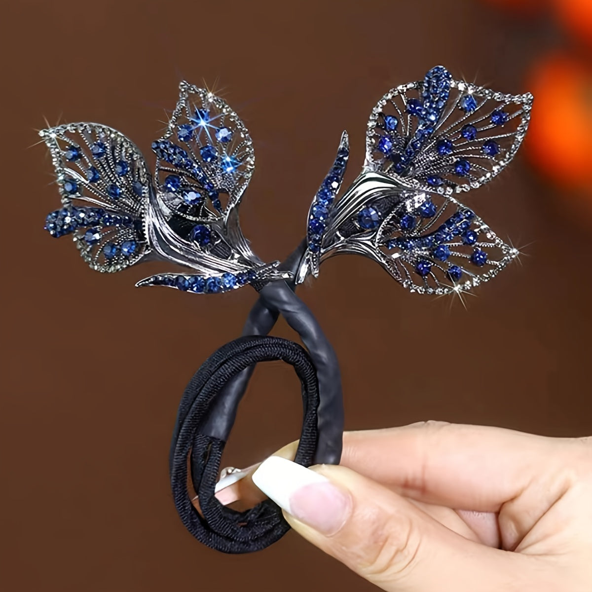 Vintage Leaf Shaped Rhinestone Hair Pin for Women