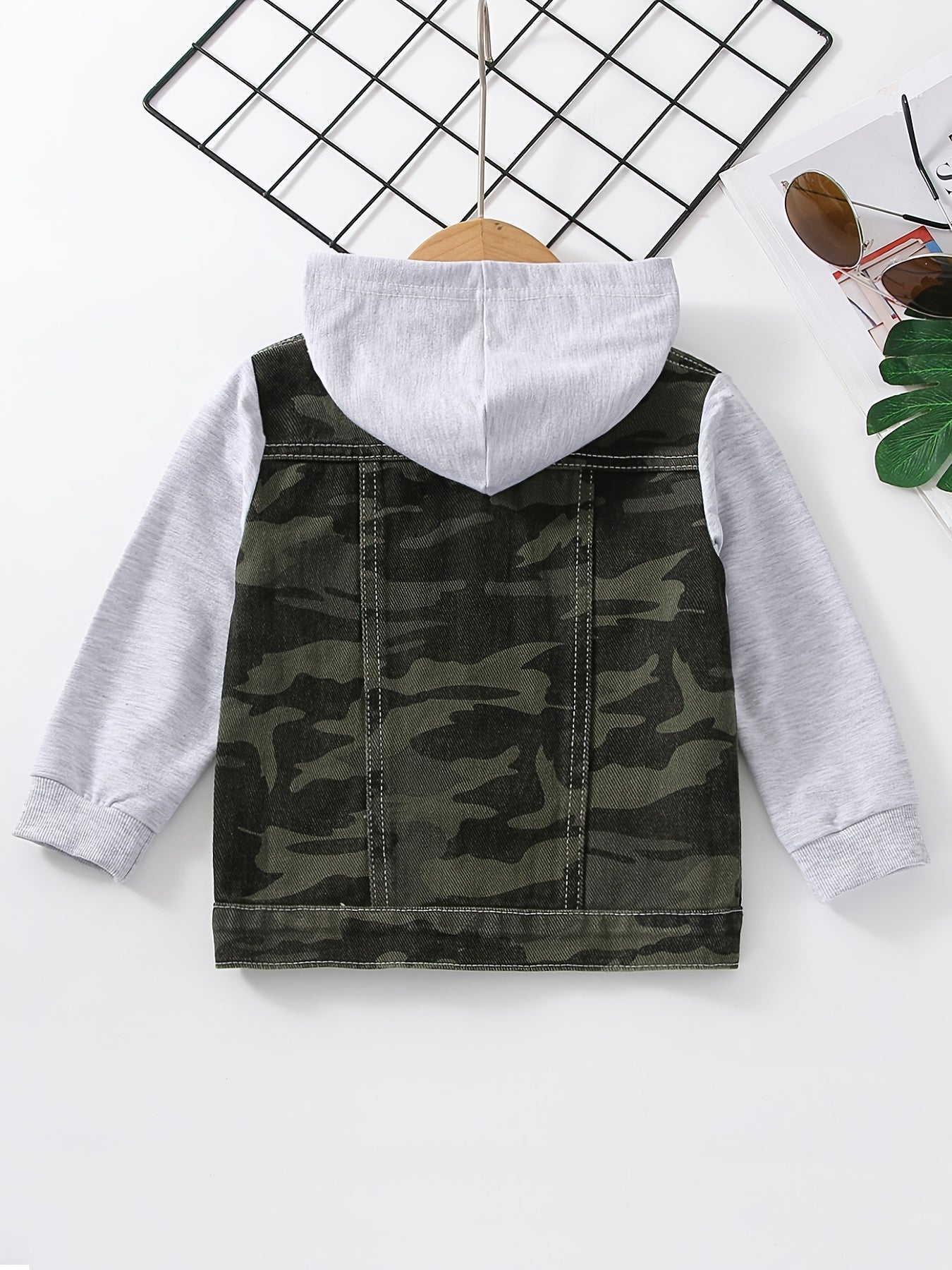 Camouflage Hooded Denim Jacket for Toddler Boys