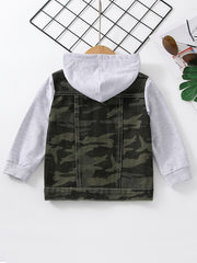 Camouflage Hooded Denim Jacket for Toddler Boys