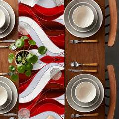 Red Gradient Lines Abstract Valance Geometric Table Runner