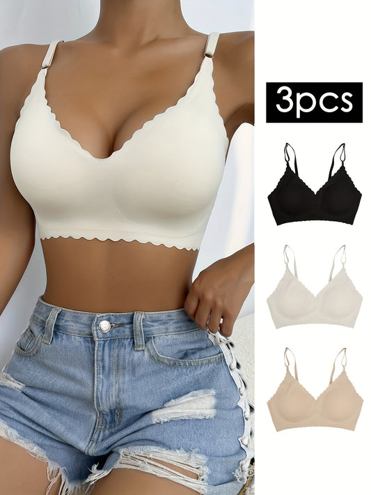 3 Pack Plus Size Seamless Padded Bralette Set