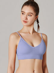 Women's V-Neck Ribbed Crop Cami Bra