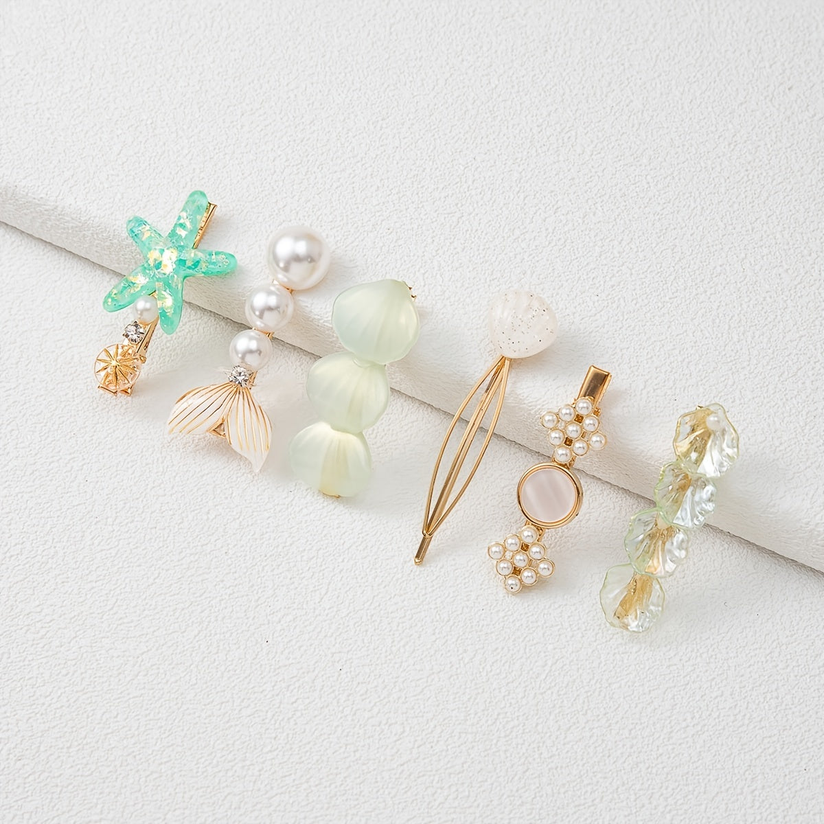 6pcs Ocean Series Hair Clip Vintage Seashell Starfish Hair Accessories
