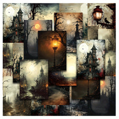 20pcs Dark Theme Retro Magic Abandoned Castle Paper for Decorating