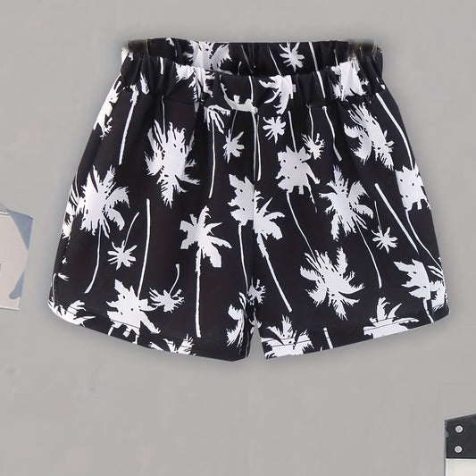 Hawaii Coconut Tree Print Boys Comfort Shorts Quick Drying for Summer