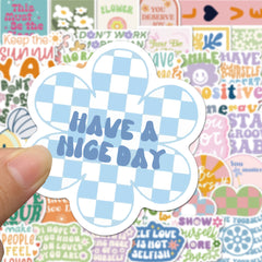 50pcs Cute Cartoon English Phrase Stickers for Kids, Scrapbooking, and Crafts