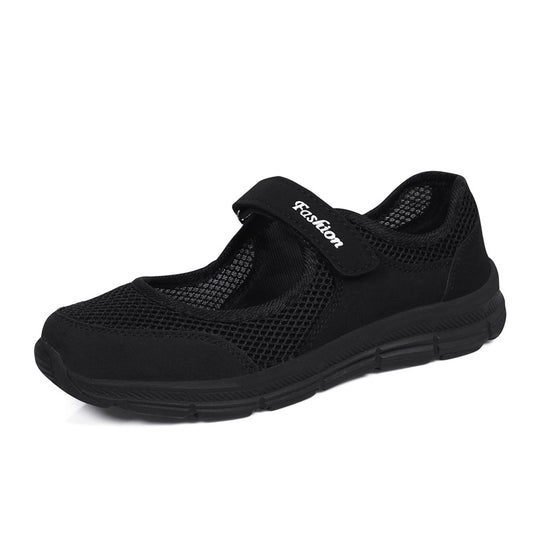 Women's Mesh Platform Walking Sneakers Breathable Non slip Hook & Loop Shoes