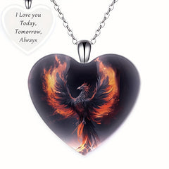 Men's Crystal Heart Pendant With Eagle Wings - Party Jewelry Gift