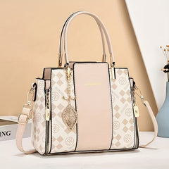 Stylish Tote Handbag Women Adjustable Strap PU Leather Shoulder Bag Zip Closure