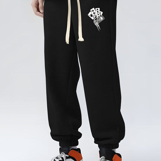 Card Print Sweatpants Casual Jogger Pants With Pockets