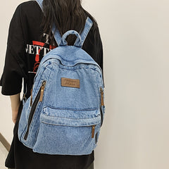 Stylish Denim Backpack with Laptop Compartment