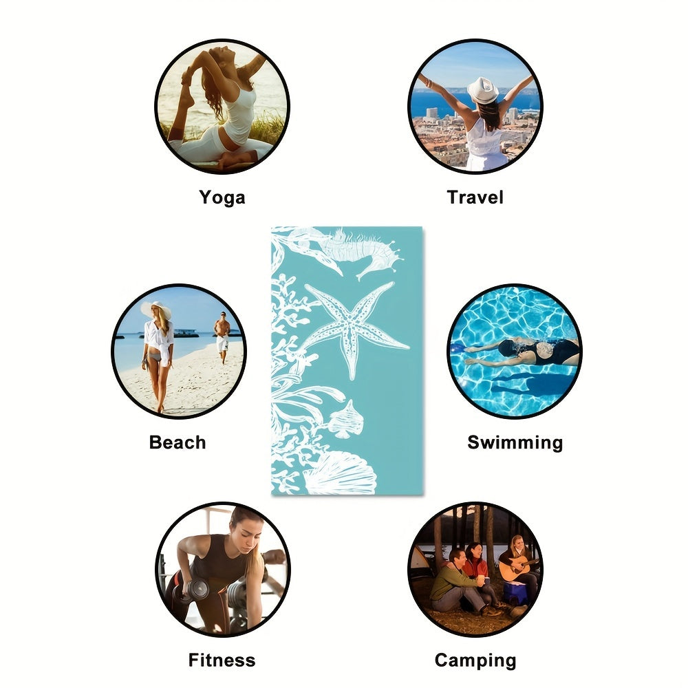 Quick Drying Beach Towel Starfish Seahorse Soft Absorbent