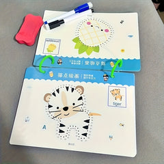 Reusable Educational Workbook Set with Pens and Eraser