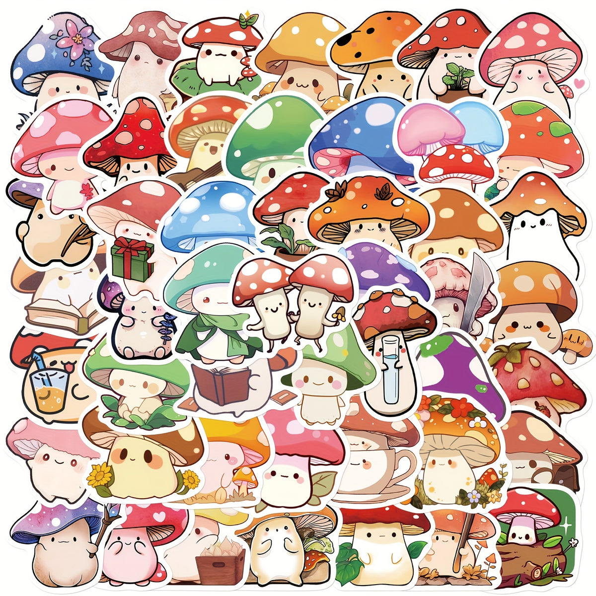 50pcs Mushroom Series Graffiti Stickers Waterproof DIY Sticker Pack