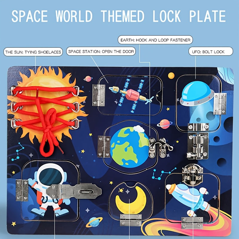 Wooden Busy Lock Board Puzzle Cognitive Development Toy