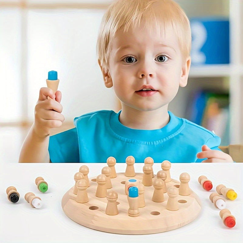 Wooden Memory Chess Board Game for Kids