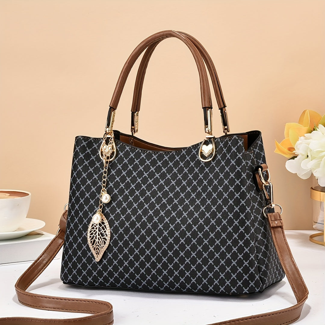 Retro Textured Pattern Handbag Top Handle Purse All Match PU Leather Bag