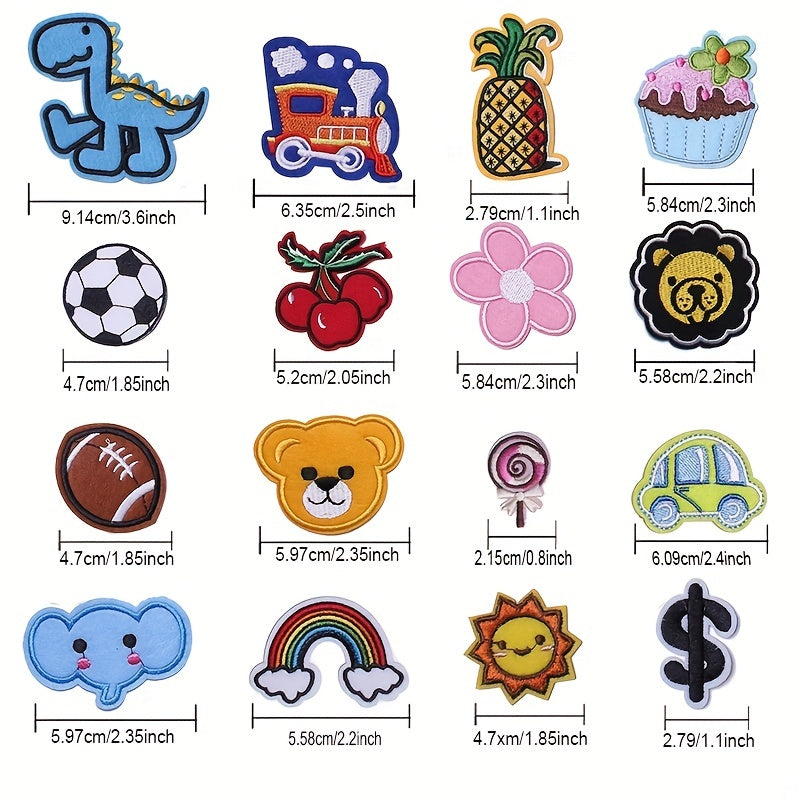 60pcs Random Embroidered Iron On Patches DIY Accessories For Jacket Hat Backpack