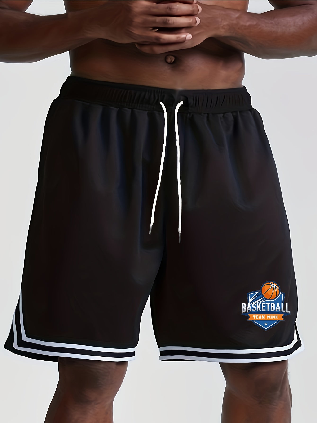 Quick Dry Men's Elastic Waist Drawstring Shorts for Summer Gym