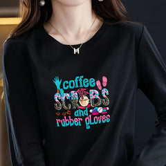 Coffee Scrubs & Rubber Gloves Iron On Heat Transfer Sticker DIY Decal