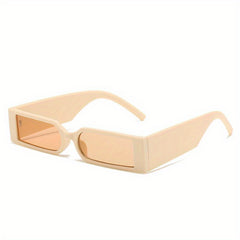 Vintage Hip Hop Rectangle Sunglasses Narrow Frame Shades Eyewear