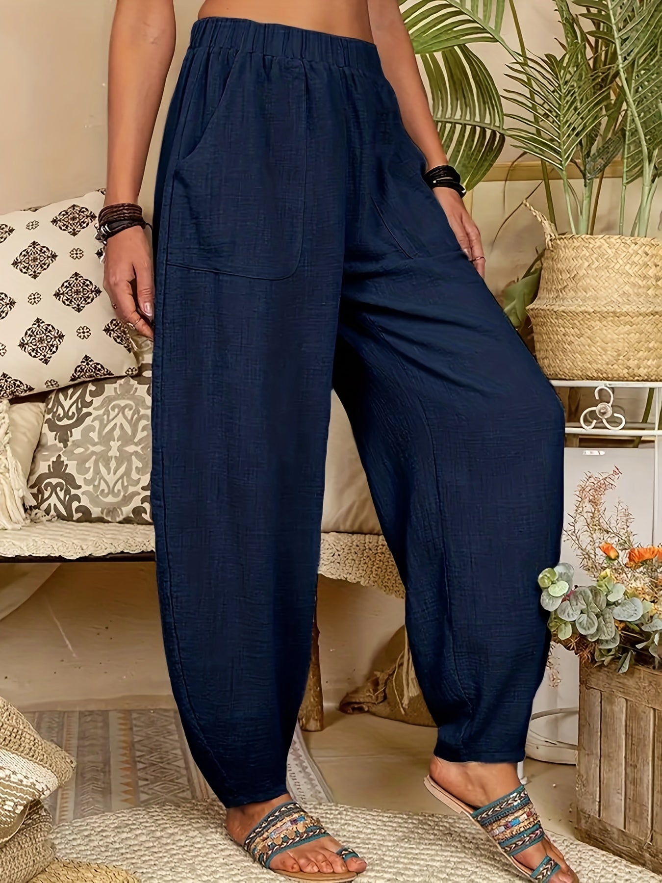  Casual Pants Women's High Rise Carrot Pants With Pockets
