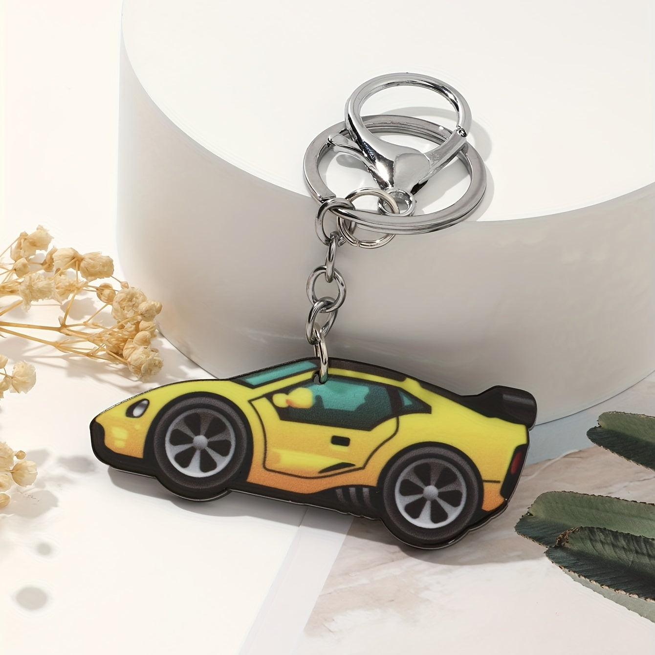 Stylish Yellow Sports Car Key Chain