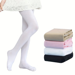 Girls Plain Leggings Socks Comfortable Sheer Tights For Kids Dance