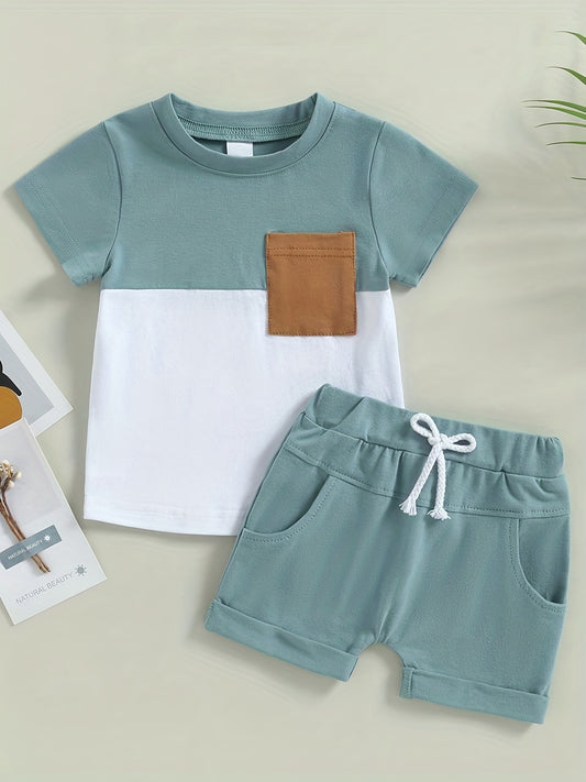 2pc Baby Boys Short Sleeve Top & Shorts Set for Summer