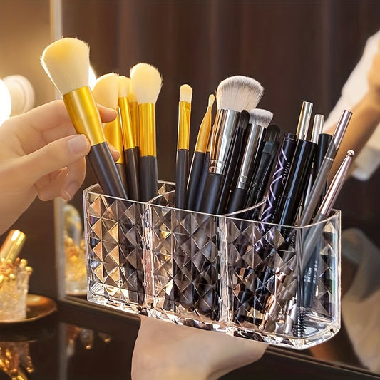 Vintage Makeup Brush Holder Organizer Clear Container Storage