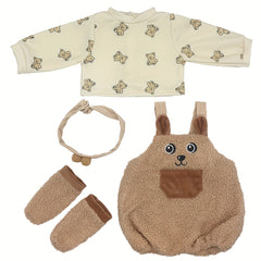 Brown Teddy Bear Plush Onesie for 22" Reborn Dolls
