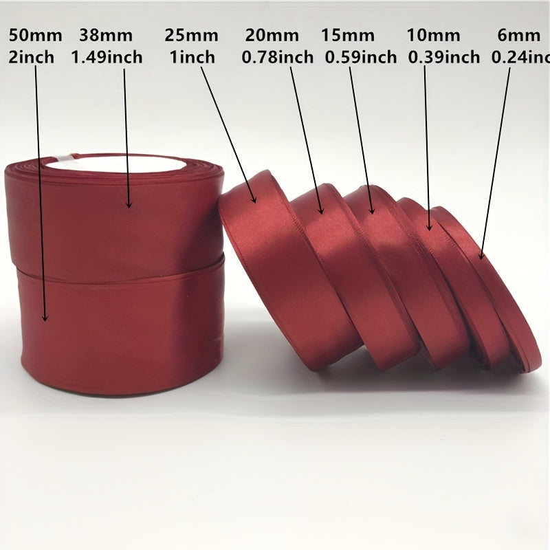 25yds Dark Red Silk Satin Ribbon for Craft Wedding Decoration