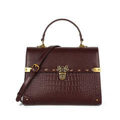 Crocodile Pattern Crossbody Bag Top Handle Satchel Handbag